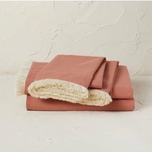 Opalhouse Coral Fringe Cotton Percale Sheet Set - Designed with Jungalow - QUEEN